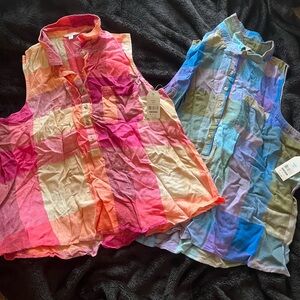 Time And Tru Women's Sleeveless Henley Shirt 2 NWT